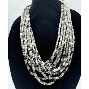 1990s Chicos Chunky Box Bead Multi-Strand Necklace-NICE